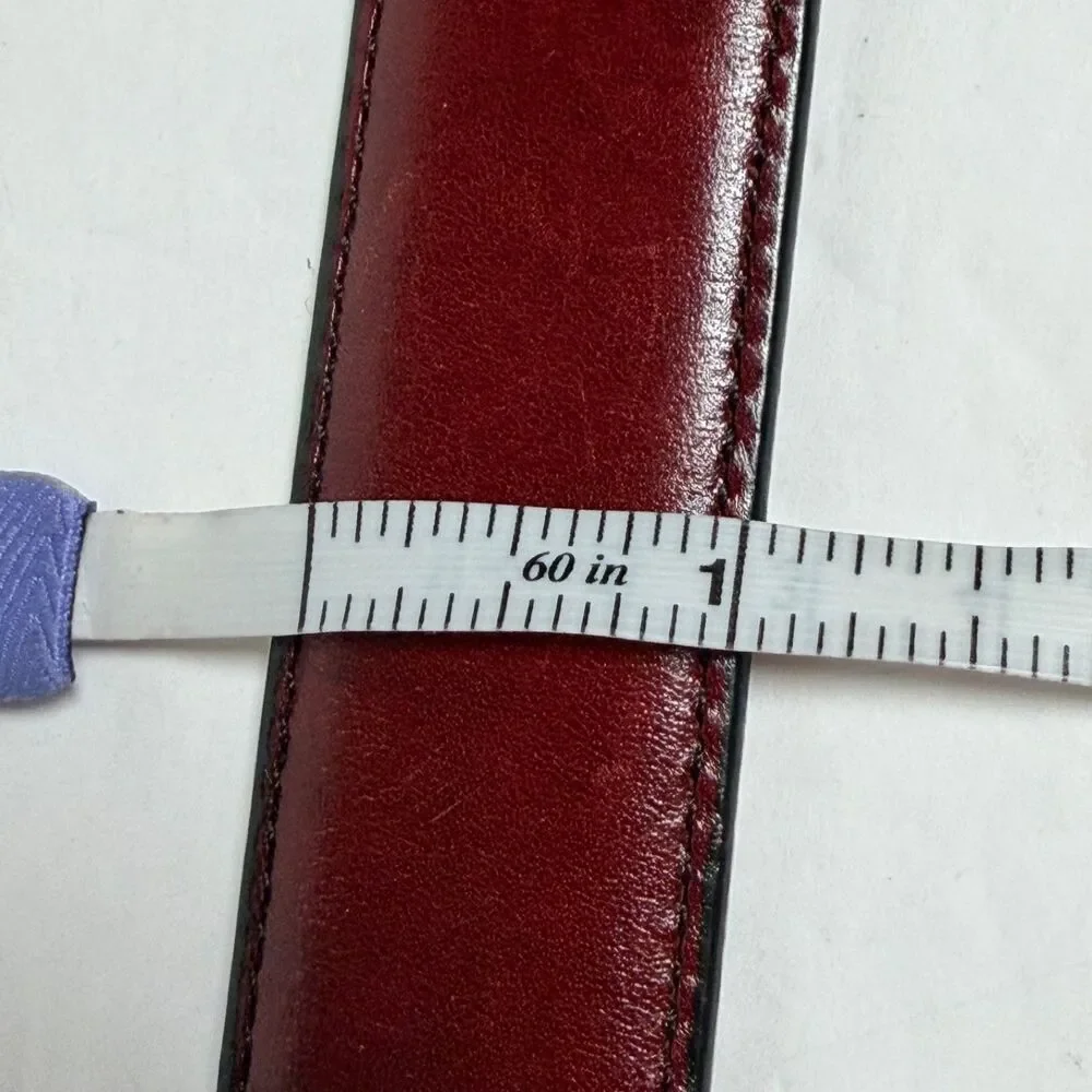 Brighton Oxblood Burgundy Leather Belt Size 36 Solid Brass Buckle USA 1